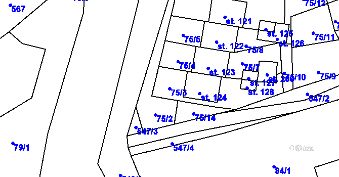 Parcela st. 75/3 v KÚ Žermanice, Katastrální mapa
