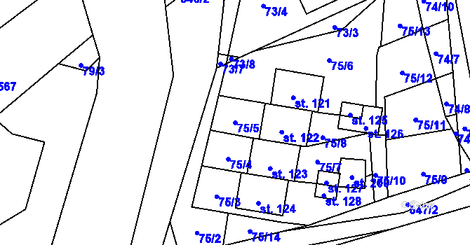Parcela st. 75/5 v KÚ Žermanice, Katastrální mapa