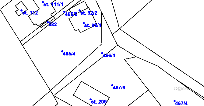 Parcela st. 466/1 v KÚ Žermanice, Katastrální mapa