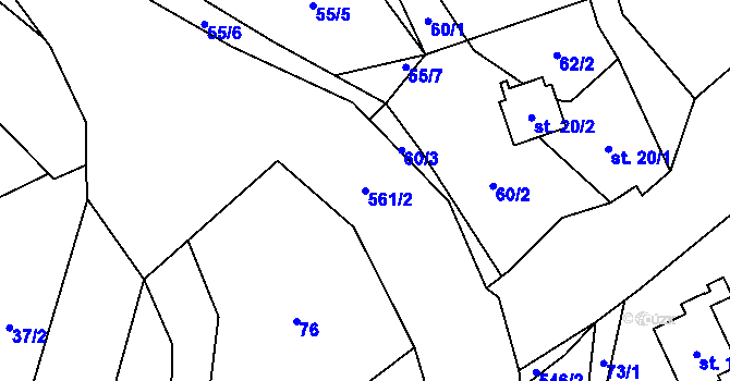 Parcela st. 561/2 v KÚ Žermanice, Katastrální mapa