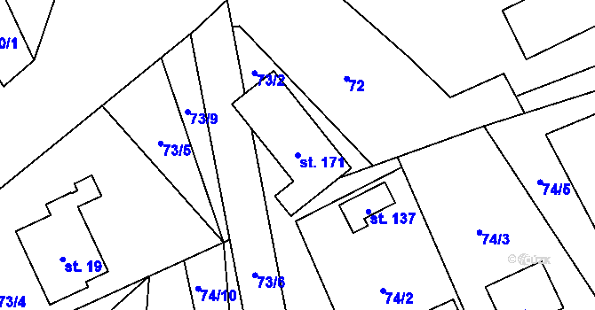 Parcela st. 171 v KÚ Žermanice, Katastrální mapa