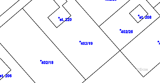 Parcela st. 402/19 v KÚ Žermanice, Katastrální mapa