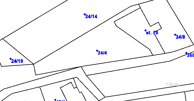 Parcela st. 24/4 v KÚ Václaví, Katastrální mapa