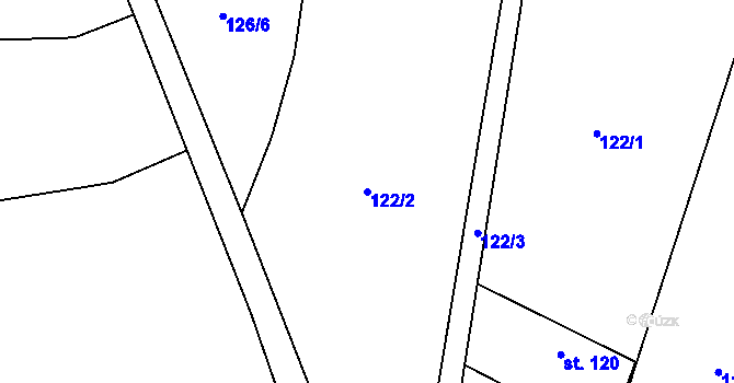 Parcela st. 122/2 v KÚ Václaví, Katastrální mapa