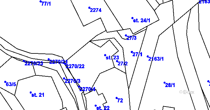 Parcela st. 23 v KÚ Žernov, Katastrální mapa