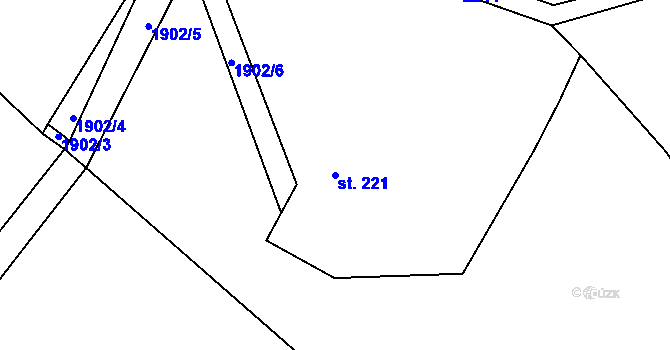 Parcela st. 221 v KÚ Žernov, Katastrální mapa