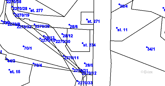 Parcela st. 234 v KÚ Žernov, Katastrální mapa