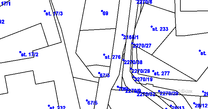Parcela st. 276 v KÚ Žernov, Katastrální mapa