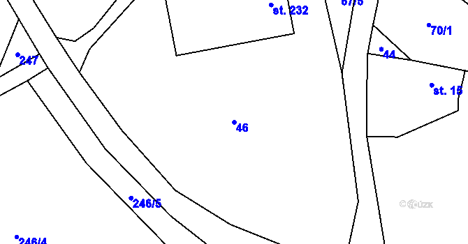 Parcela st. 46 v KÚ Žernov, Katastrální mapa