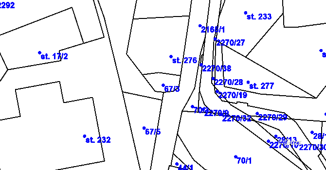 Parcela st. 67/3 v KÚ Žernov, Katastrální mapa