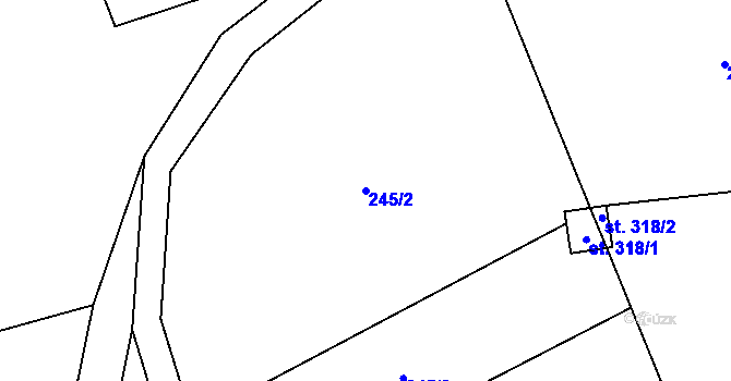 Parcela st. 245/2 v KÚ Žernov, Katastrální mapa