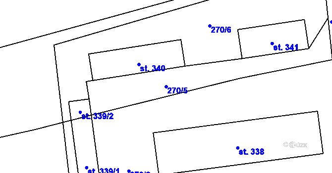 Parcela st. 270/5 v KÚ Žernov, Katastrální mapa