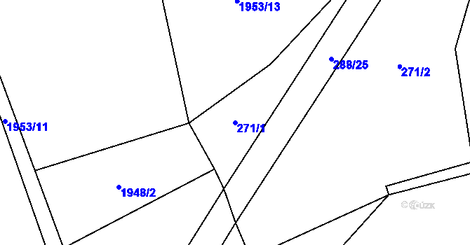 Parcela st. 271/1 v KÚ Žernov, Katastrální mapa