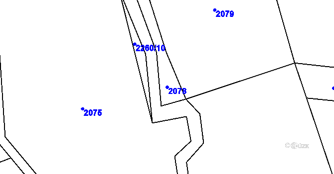 Parcela st. 2078 v KÚ Žernov, Katastrální mapa