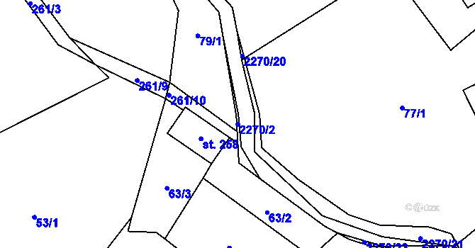 Parcela st. 2270/2 v KÚ Žernov, Katastrální mapa