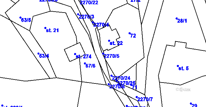 Parcela st. 2270/5 v KÚ Žernov, Katastrální mapa