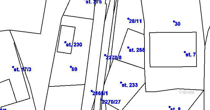 Parcela st. 2270/8 v KÚ Žernov, Katastrální mapa