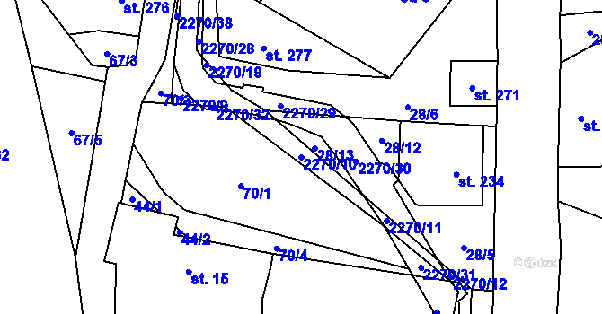Parcela st. 2270/10 v KÚ Žernov, Katastrální mapa