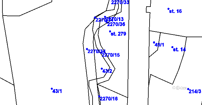Parcela st. 2270/15 v KÚ Žernov, Katastrální mapa