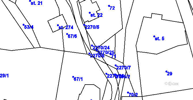 Parcela st. 2270/25 v KÚ Žernov, Katastrální mapa