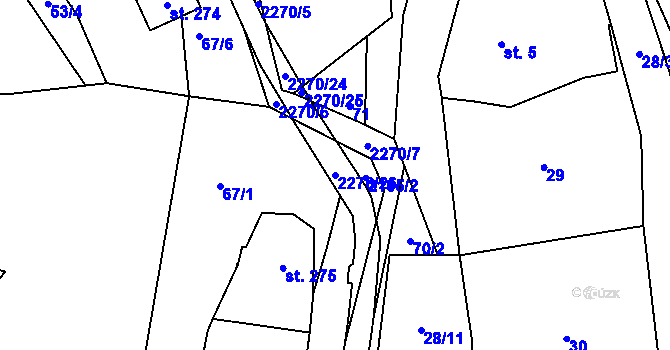 Parcela st. 2270/26 v KÚ Žernov, Katastrální mapa