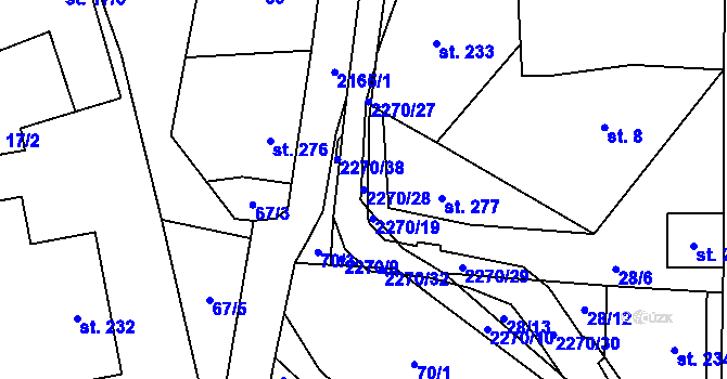 Parcela st. 2270/28 v KÚ Žernov, Katastrální mapa