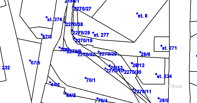 Parcela st. 2270/29 v KÚ Žernov, Katastrální mapa