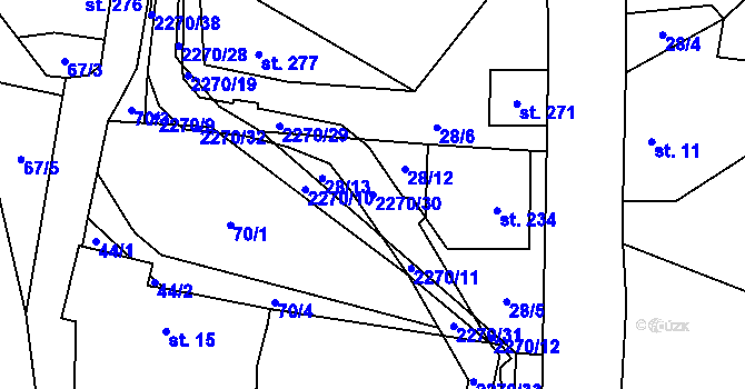 Parcela st. 2270/30 v KÚ Žernov, Katastrální mapa
