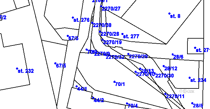Parcela st. 2270/32 v KÚ Žernov, Katastrální mapa