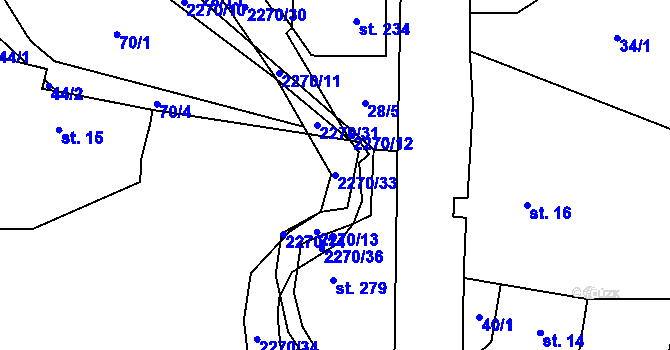Parcela st. 2270/33 v KÚ Žernov, Katastrální mapa