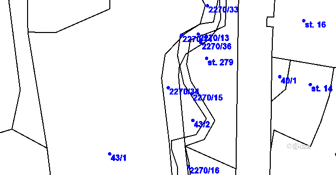 Parcela st. 2270/34 v KÚ Žernov, Katastrální mapa