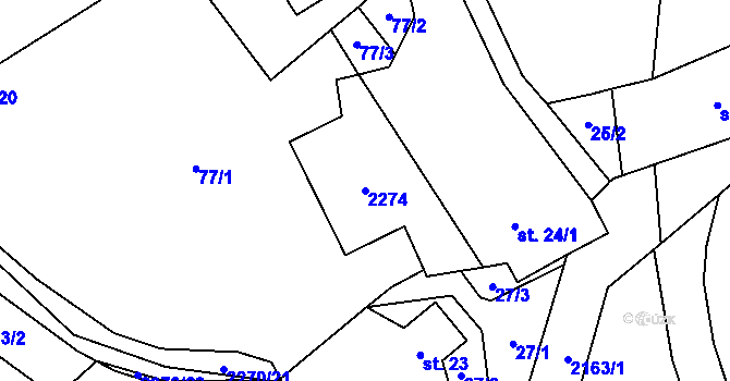 Parcela st. 2274 v KÚ Žernov, Katastrální mapa