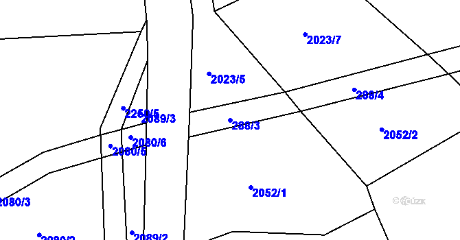 Parcela st. 288/3 v KÚ Žernov, Katastrální mapa