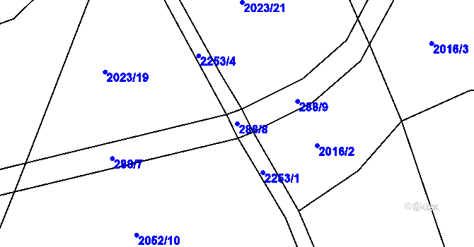 Parcela st. 288/8 v KÚ Žernov, Katastrální mapa