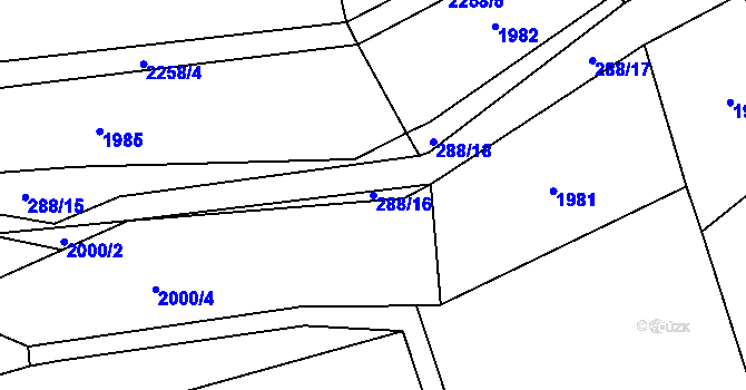 Parcela st. 288/16 v KÚ Žernov, Katastrální mapa