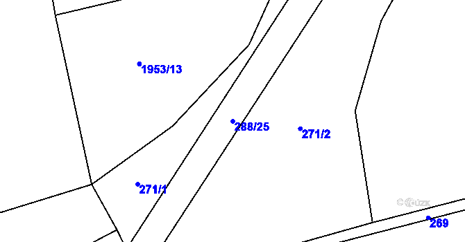 Parcela st. 288/25 v KÚ Žernov, Katastrální mapa