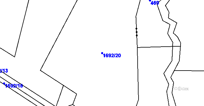 Parcela st. 1692/20 v KÚ Žernov, Katastrální mapa