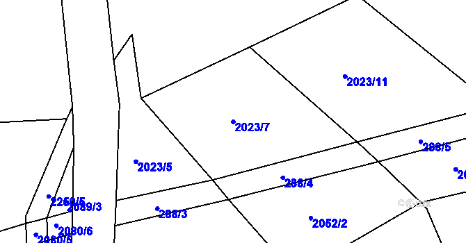 Parcela st. 2023/7 v KÚ Žernov, Katastrální mapa