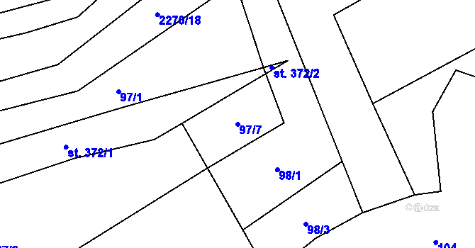 Parcela st. 97/7 v KÚ Žernov, Katastrální mapa