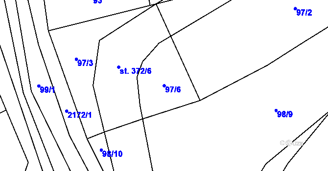 Parcela st. 97/6 v KÚ Žernov, Katastrální mapa