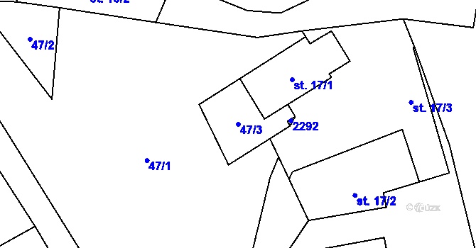 Parcela st. 47/3 v KÚ Žernov, Katastrální mapa