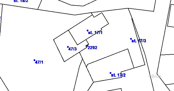 Parcela st. 2292 v KÚ Žernov, Katastrální mapa