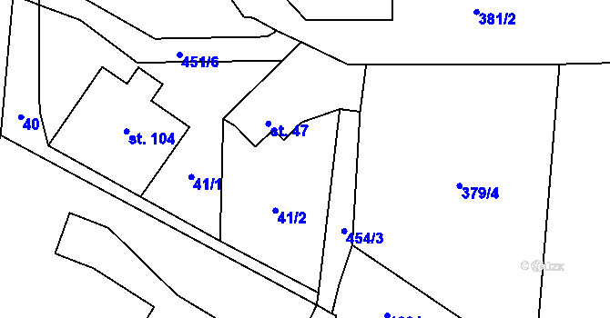 Parcela st. 43/1 v KÚ Červená Hora, Katastrální mapa