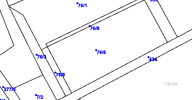 Parcela st. 76/6 v KÚ Všeliby, Katastrální mapa