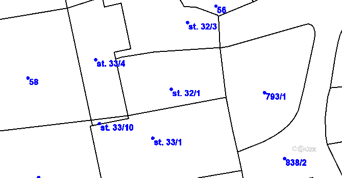 Parcela st. 32/1 v KÚ Žernov u České Skalice, Katastrální mapa