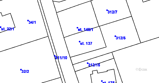 Parcela st. 137 v KÚ Žernov u České Skalice, Katastrální mapa