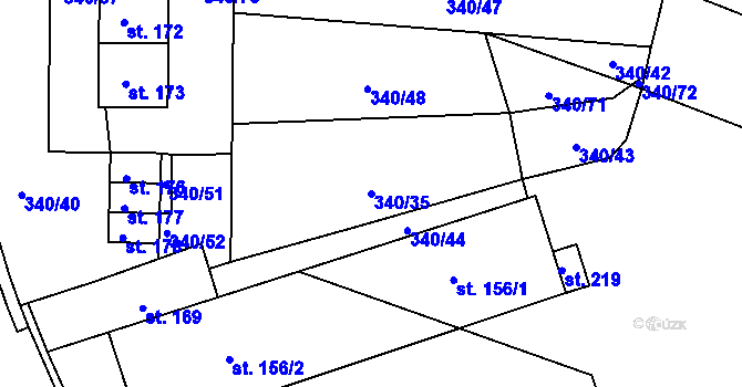 Parcela st. 340/35 v KÚ Žernov u České Skalice, Katastrální mapa