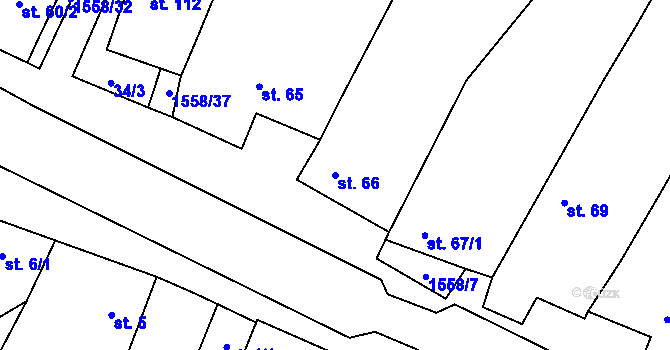 Parcela st. 66 v KÚ Žerotice, Katastrální mapa