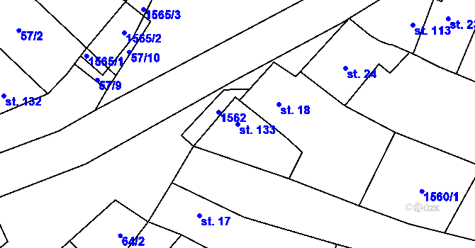 Parcela st. 133 v KÚ Žerotice, Katastrální mapa