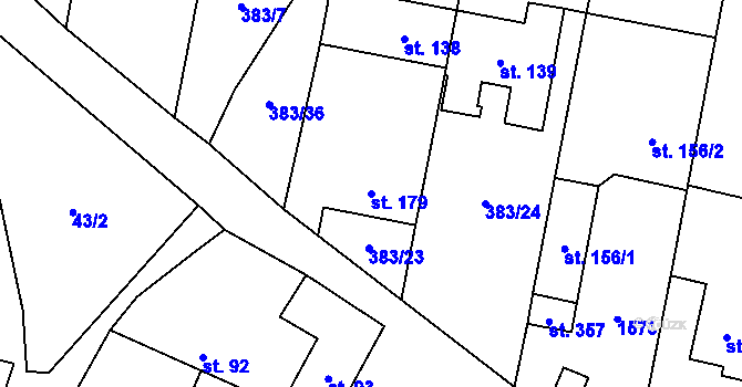 Parcela st. 179 v KÚ Žerotice, Katastrální mapa